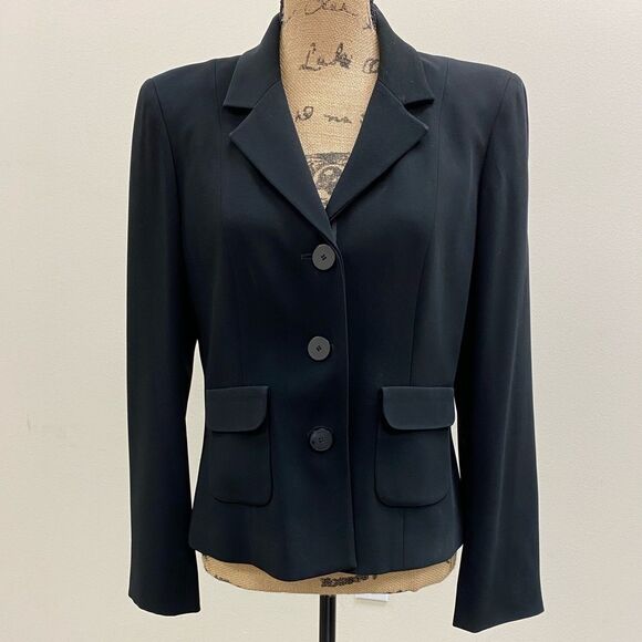 Anne klein academia professor teacher black 3 button blazer‎ - Picture 1 of 4
